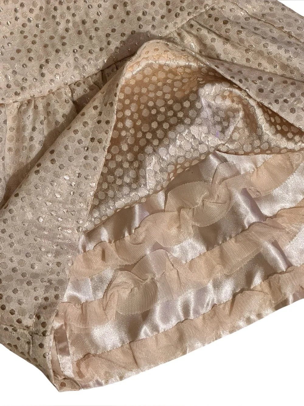 CAT & JACK Metallic Polka Dot Party Dress 18M Champagne/Gold EUC